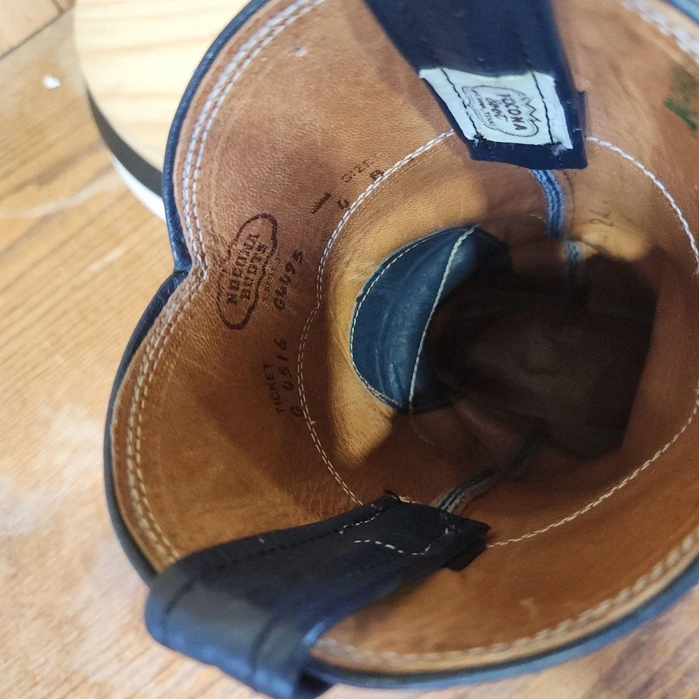 Nocona Roper Western Boots Kids 4 B Blue Leather Round Toe Cowboy